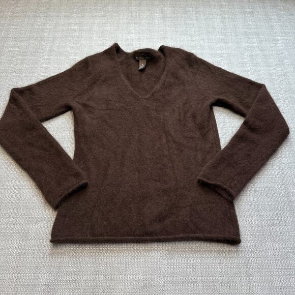 Fenn‎ Wright Manson Angora Blend Sweater Womens Medium V Neck Brown Rabbit Hair - Picture 1 of 7